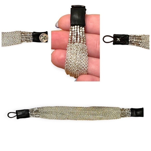 Johnny Was Genuine Silver Bohemian Bracelet Double Chain Link NEW Button Closure - Picture 4 of 9